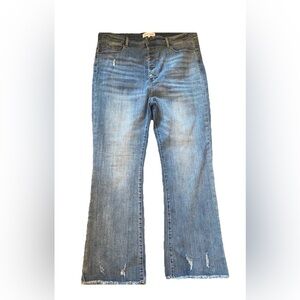 Risen Jeans Women’s Distressed Button Fly Raw Hem Bootcut Flare Jeans Size 2XL